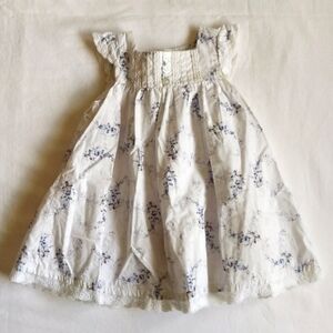Jillian’s Closet Baby Girl Floral Pintuck Flutter Sleeve Dress White Blue 9M